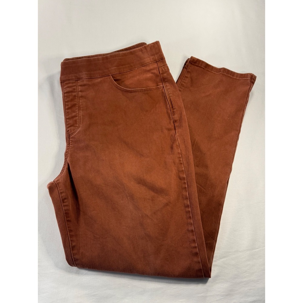 Soft Surroundings Rust Brown Pull On Straight Leg Pants XL 2CW55 Cotton Blend